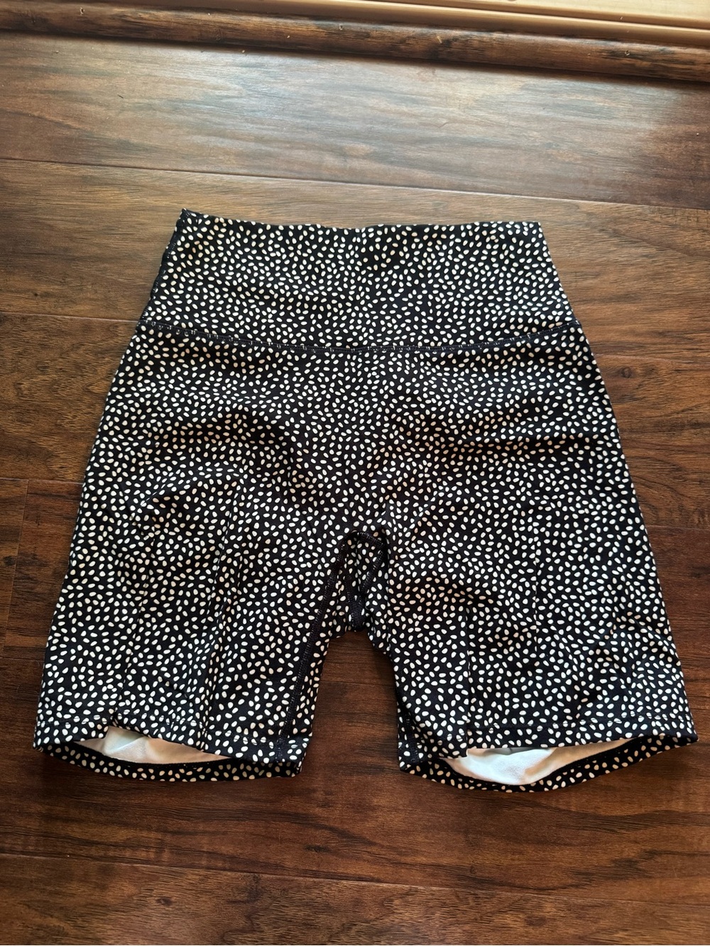 High-Waist Black & White Printed Women’s Bike Shorts